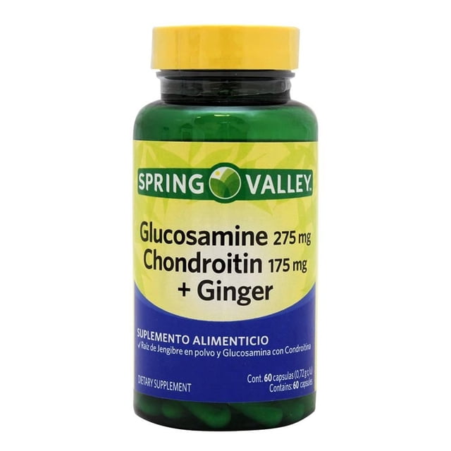 Suplemento alimenticio Spring Valley glucosamine 275 mg chondroitin 175 mg + ginger 60 capsulas