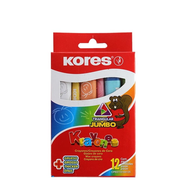 Crayones Kores triangular jumbo 12 piezas