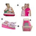 thumbnail image 1 of Almohada de Lactancia, Fular elástico, Colchón Antireflujo y Protector de Barrotes Búhos Mami Ama Bebé frambuesa, 1 of 1