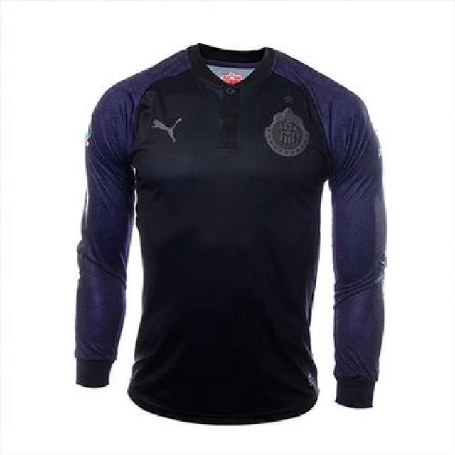 Jersey Chivas Visita 17/18 S/N- Manga Larga Negro y Azul Marino Talla S Puma version jugador